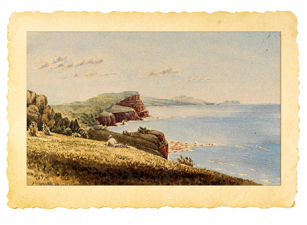 Edward Forde’s watercolour painting of the Lennox headland, dating from about 1850.
State Library of NSW Edward Forde’s watercolour painting of the Lennox headland, dating from about 1850.
State Library of NSW